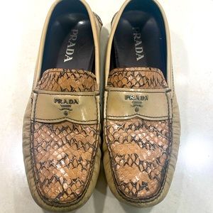 Prada snake skin leather shoes